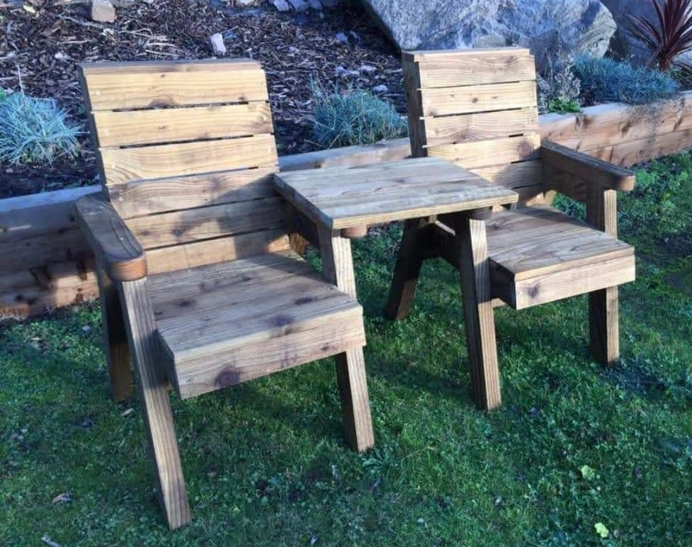 Chunky Rustic Garden Furniture Set